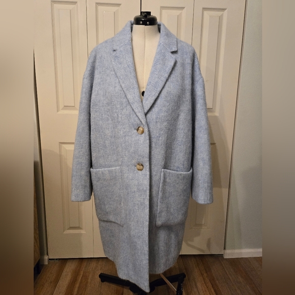 Madewell Light Blue Wool Coat - Picture 1 of 7